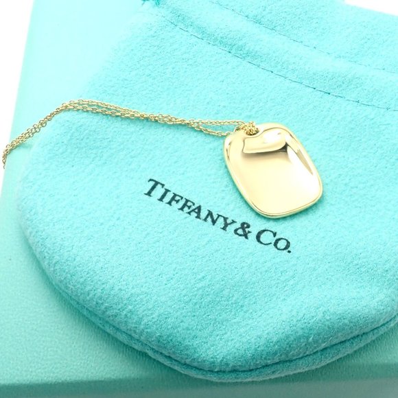 Tiffany & Co 18k Yellow Gold Rectangle Concave Disc ID Necklace - Picture 4 of 10